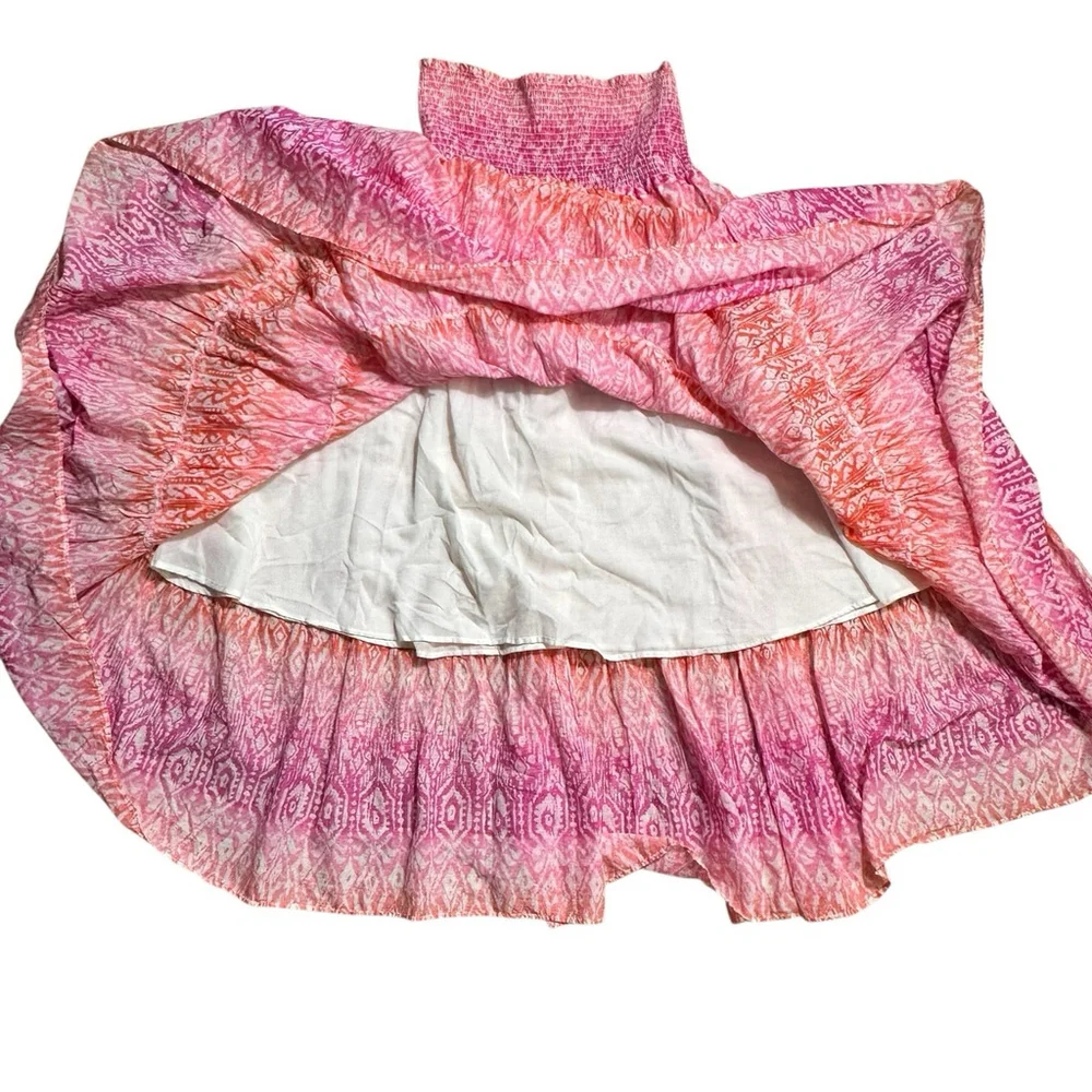 Ralph Lauren LRL Pink And Orange Tiered Ruffle Skirt XS Lined Flowy Cotton READ